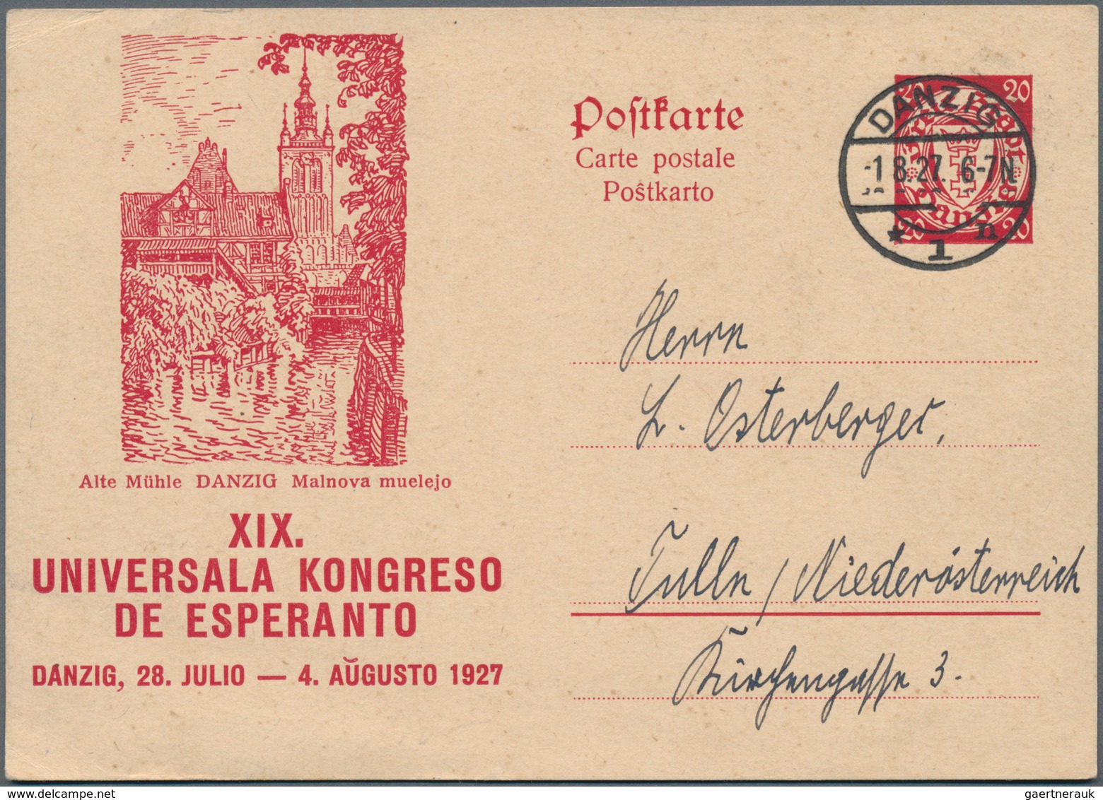 Danzig - Ganzsachen: 1927, Bedarfs- Und Portogerecht Verwendete Ganzsachenbildpostkarte Wst. Wappen - Other & Unclassified