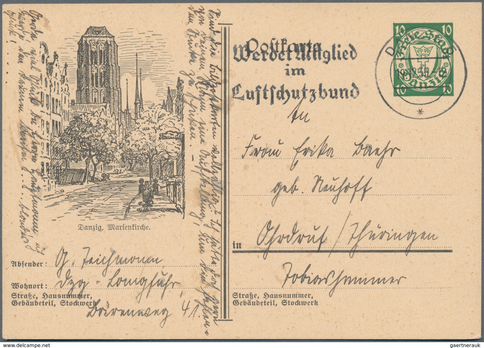 Danzig - Ganzsachen: 1935/37, Vier Bedarfs- Und Portogerecht Gebrauchte Ganzsachenbildpostkarten Wst - Andere & Zonder Classificatie