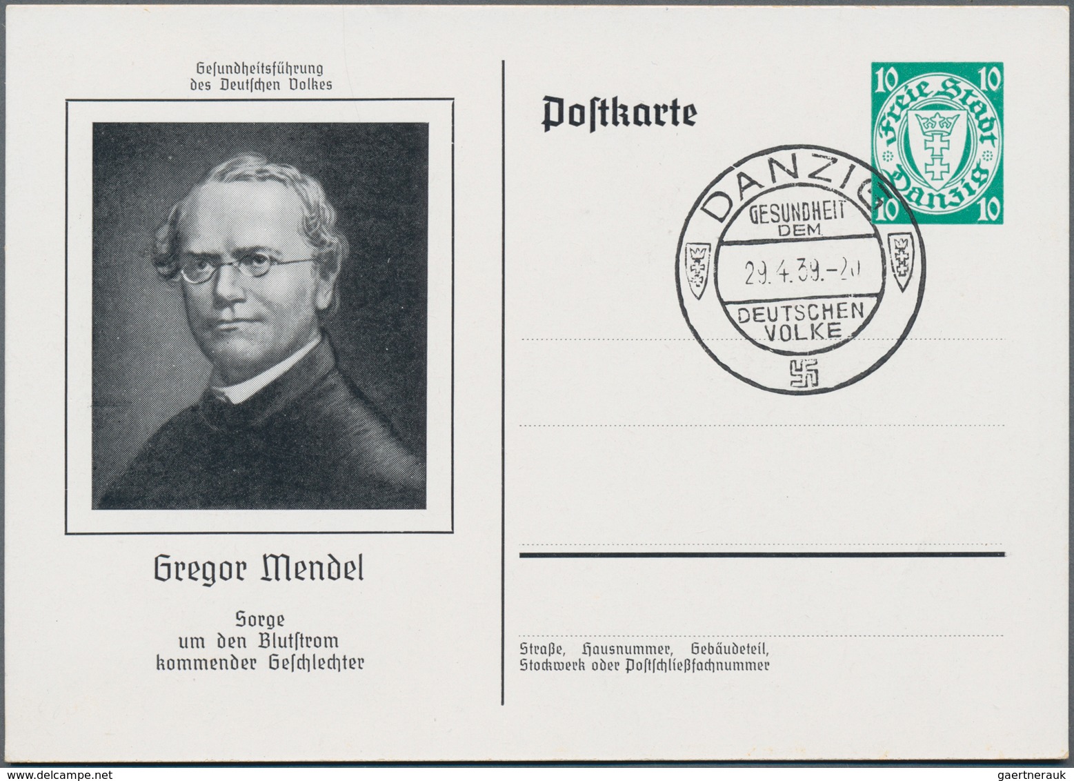 Danzig - Ganzsachen: 1939, Ganzsachenbildpostkarte Wst. Wappen 10 (Pf) Grün Auf Kreidekarton Mit Bil - Other & Unclassified