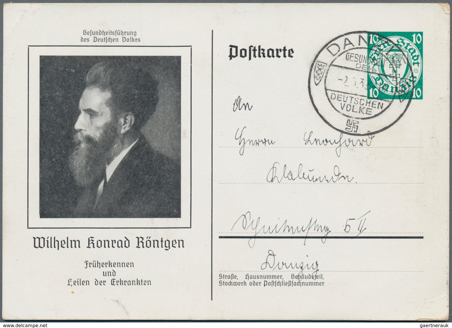 Danzig - Ganzsachen: 1939, Bedarfs- Und Portogerecht Gebrauchte Ganzsachenbildpostkarte Wst. Wappen - Other & Unclassified