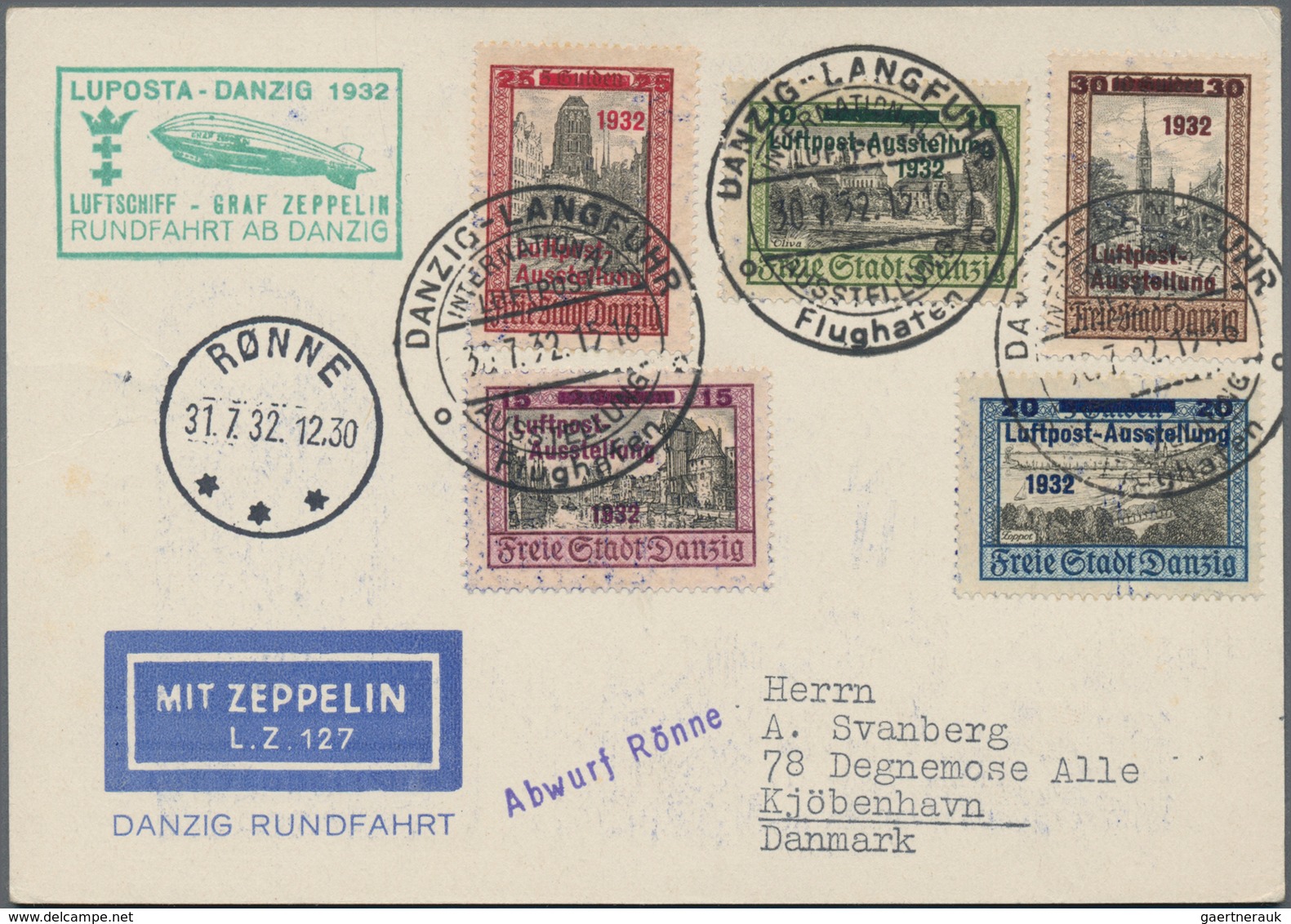 Danzig - Flugpost: 1932, LUPOSTA-Fahrt, Sonderkarte Der LUPOSTA Mit Komplettem Satz Der Ausstellung - Sonstige & Ohne Zuordnung