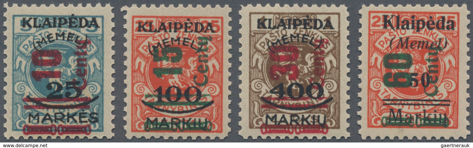 Memel: 1923, Freimarken, Kompletter Satz Mit Mehreren Aufdrucken In Type I, Jeder Wert Tiefst Geprüf - Memelland 1923