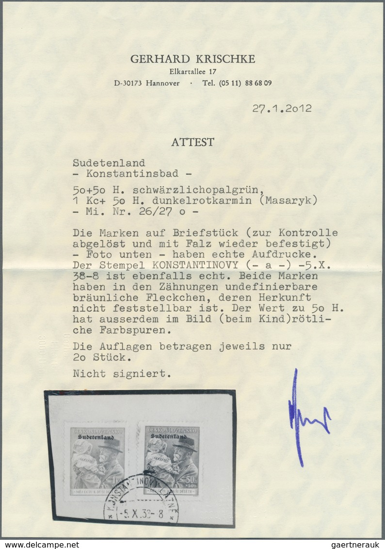 Sudetenland - Konstantinsbad: Gedenkausgabe "88. Geburtstag Von Thomáš Garrigue Masaryk" Mit Aufdruc - Sudetenland