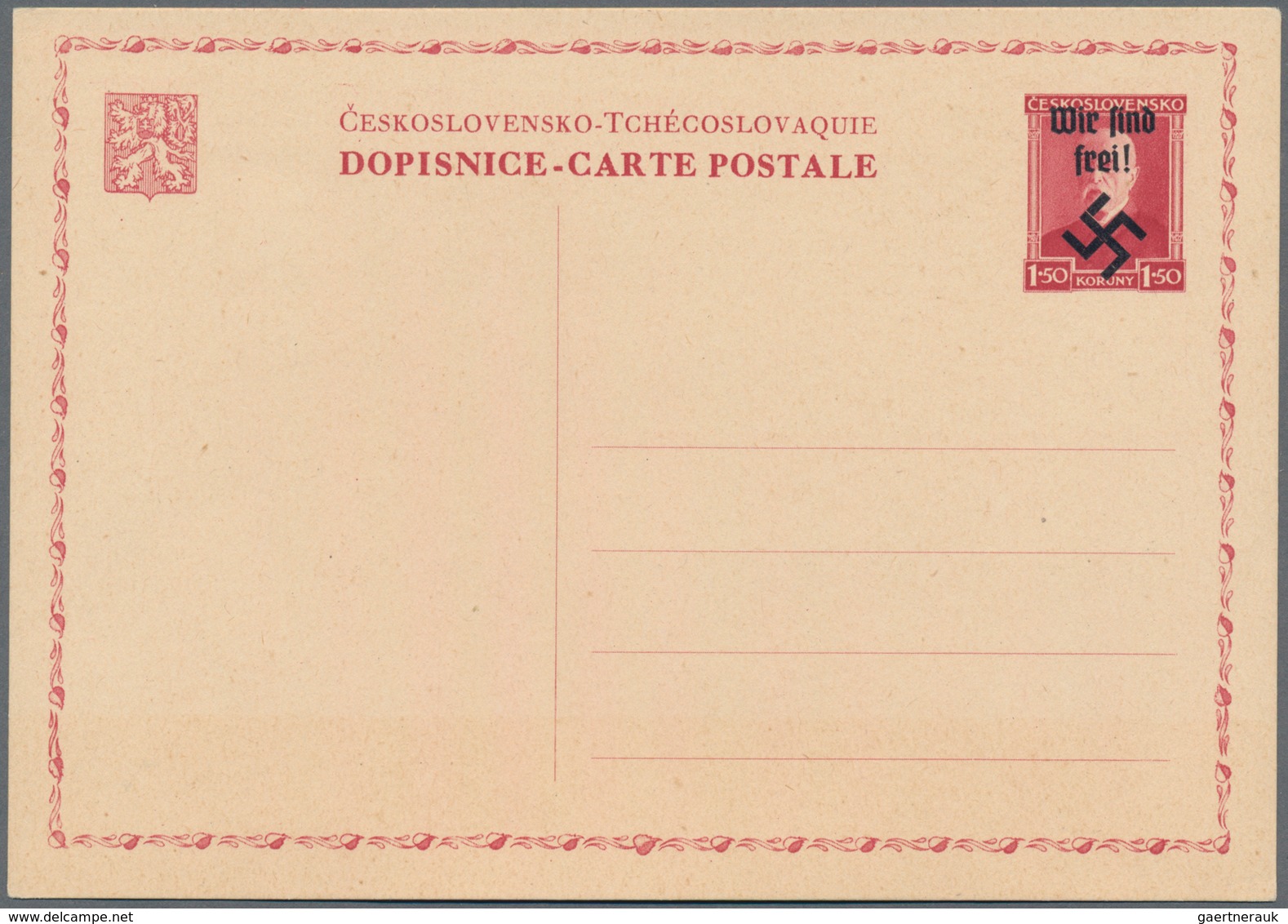 Sudetenland - Rumburg: 1938, Ganzsachenpostkarte Mit Wst. Präsident Masaryk 1,50 Korony Rot Mit Schw - Sudetenland