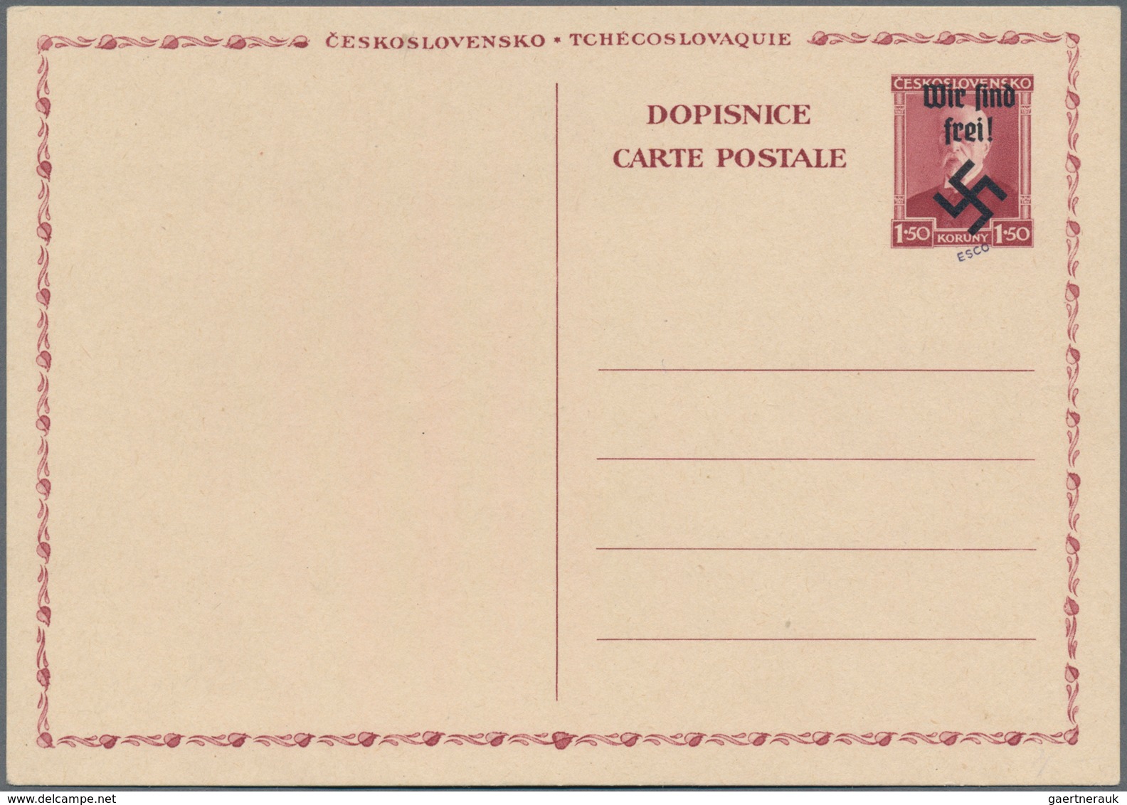 Sudetenland - Rumburg: 1938, Ganzsachenpostkarte Mit Wst. Präsident Masaryk 1,50 Korony Rot Mit Schw - Sudetenland