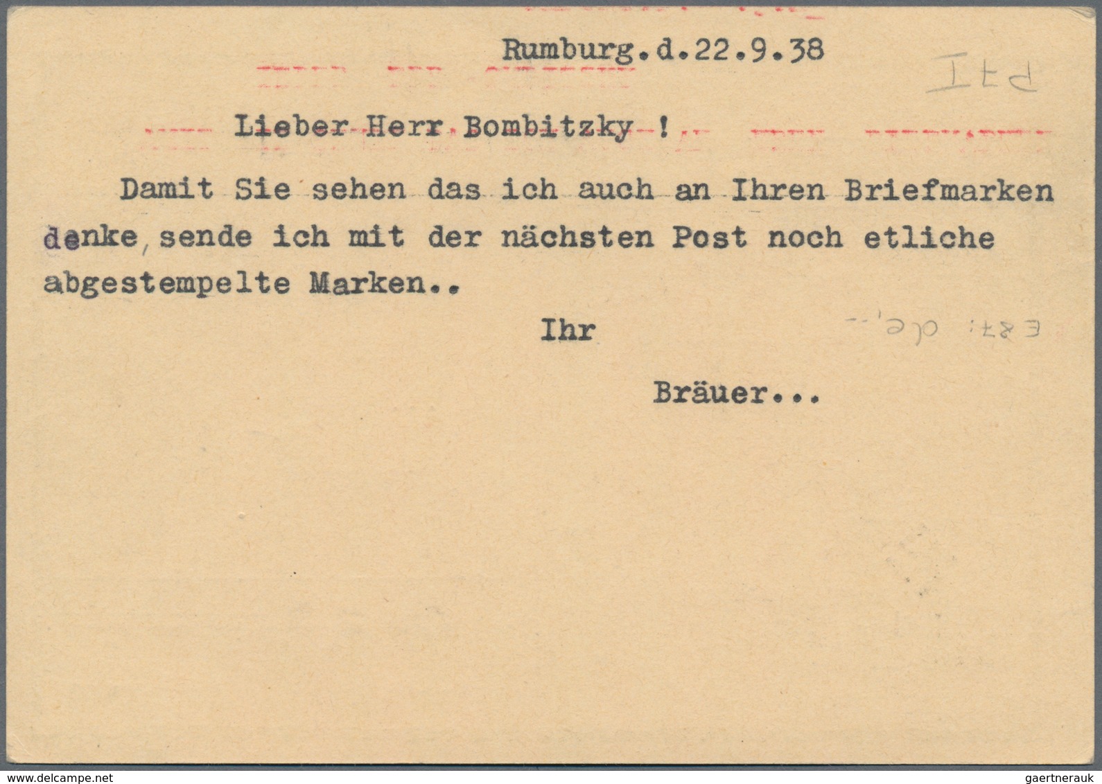 Sudetenland - Rumburg: 1938, Zwei Ganzsachenpostkarten Mit Wst. Staatswappen 50 Halerú Hellgrün Mit - Sudetenland