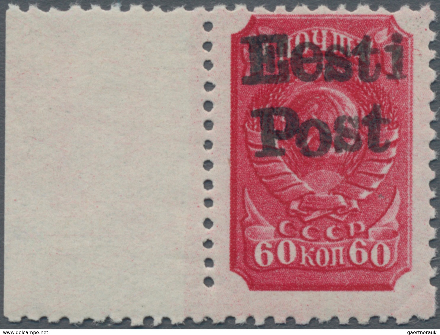 Dt. Besetzung II WK - Estland - Elwa: 1941, 60 Kopeken, Postfrisch, Der Marke Vom Linken Bogenrand F - Besetzungen 1938-45
