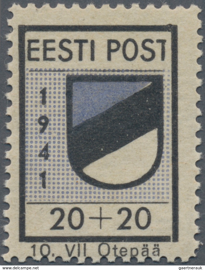 Dt. Besetzung II WK - Estland - Odenpäh (Otepää): 1941, 20+20 Kop. Wappen Postfrisch Mit Plattenfehl - Occupation 1938-45