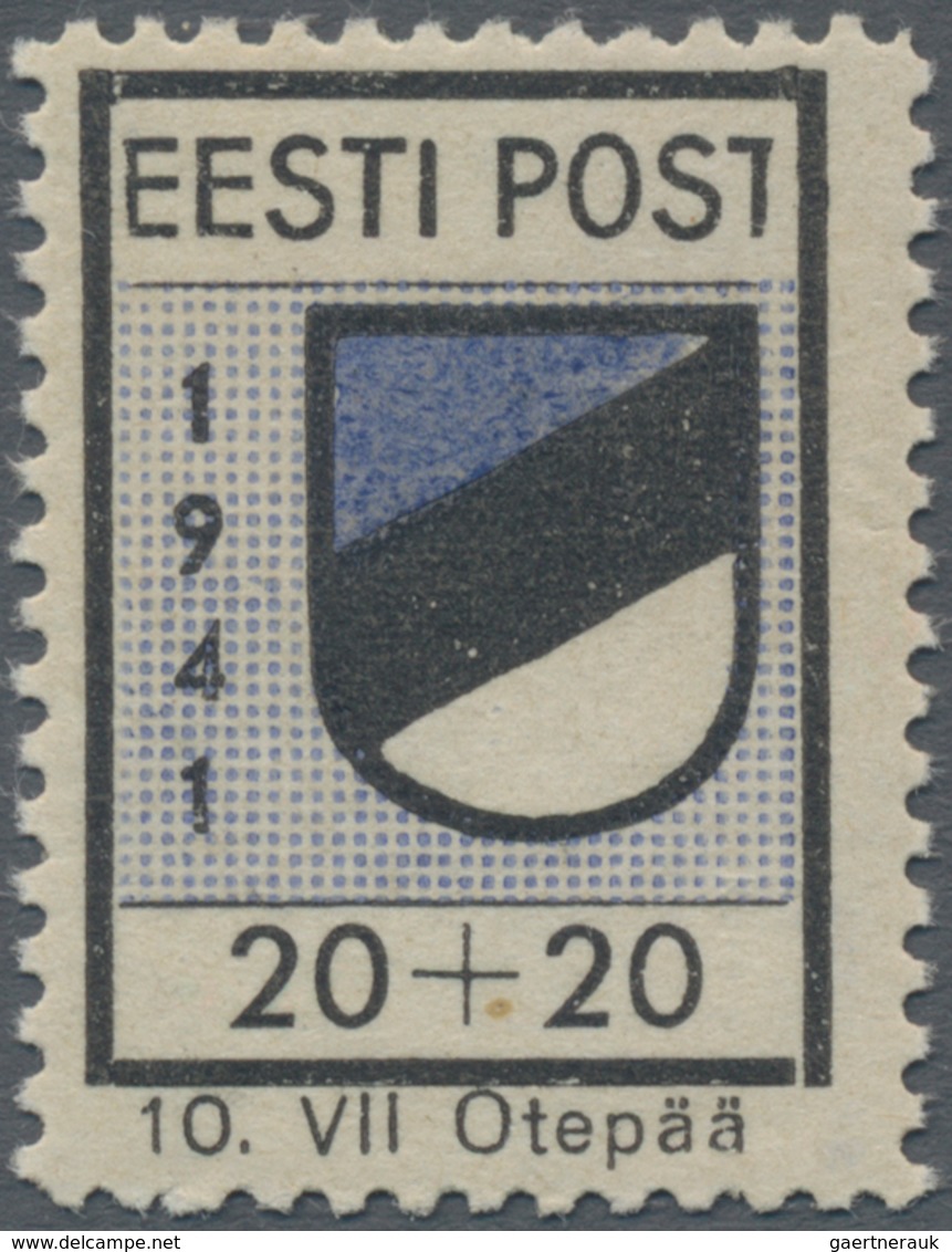 Dt. Besetzung II WK - Estland - Odenpäh (Otepää): 1941, 20+20 Kop. Wappen Postfrisch Mit Plattenfehl - Besetzungen 1938-45