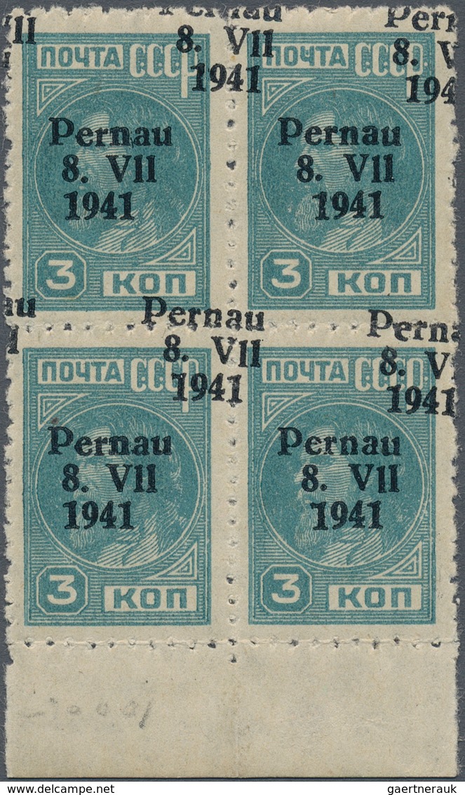 Dt. Besetzung II WK - Estland - Pernau (Pärnu): 1941, 3 Kop. Werktätige Im Postfrischen Viererblock - Besetzungen 1938-45