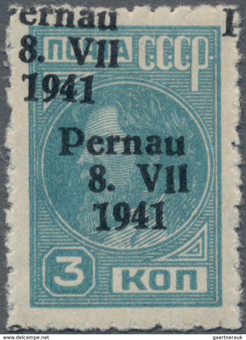 Dt. Besetzung II WK - Estland - Pernau (Pärnu): 3 Kop. Werktätige Postfrisch Gezähnt Mit Doppeltem A - Occupation 1938-45