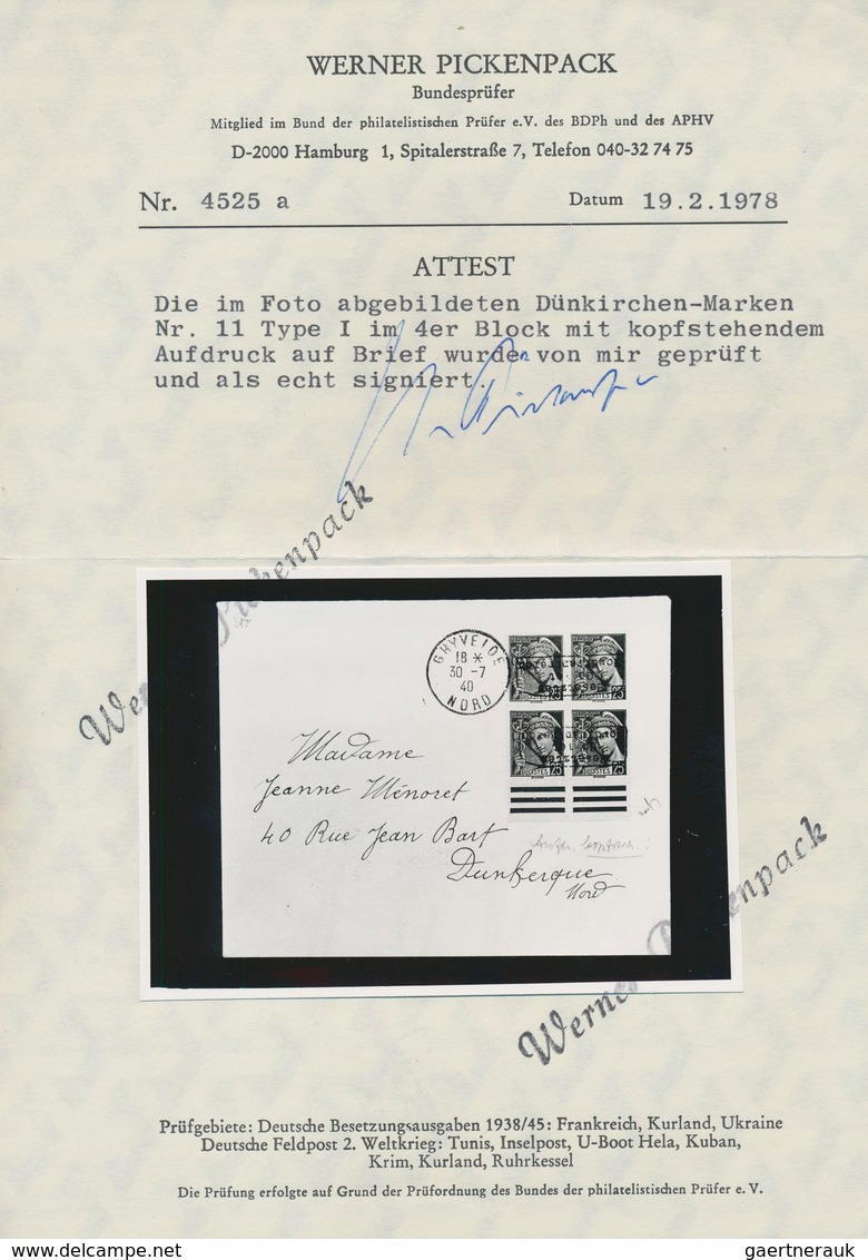 Dt. Besetzung II WK - Frankreich - Dünkirchen: 1940, 25 C Schwärzlichopalgrün "Merkurkopf", Viererbl - Bezetting 1938-45