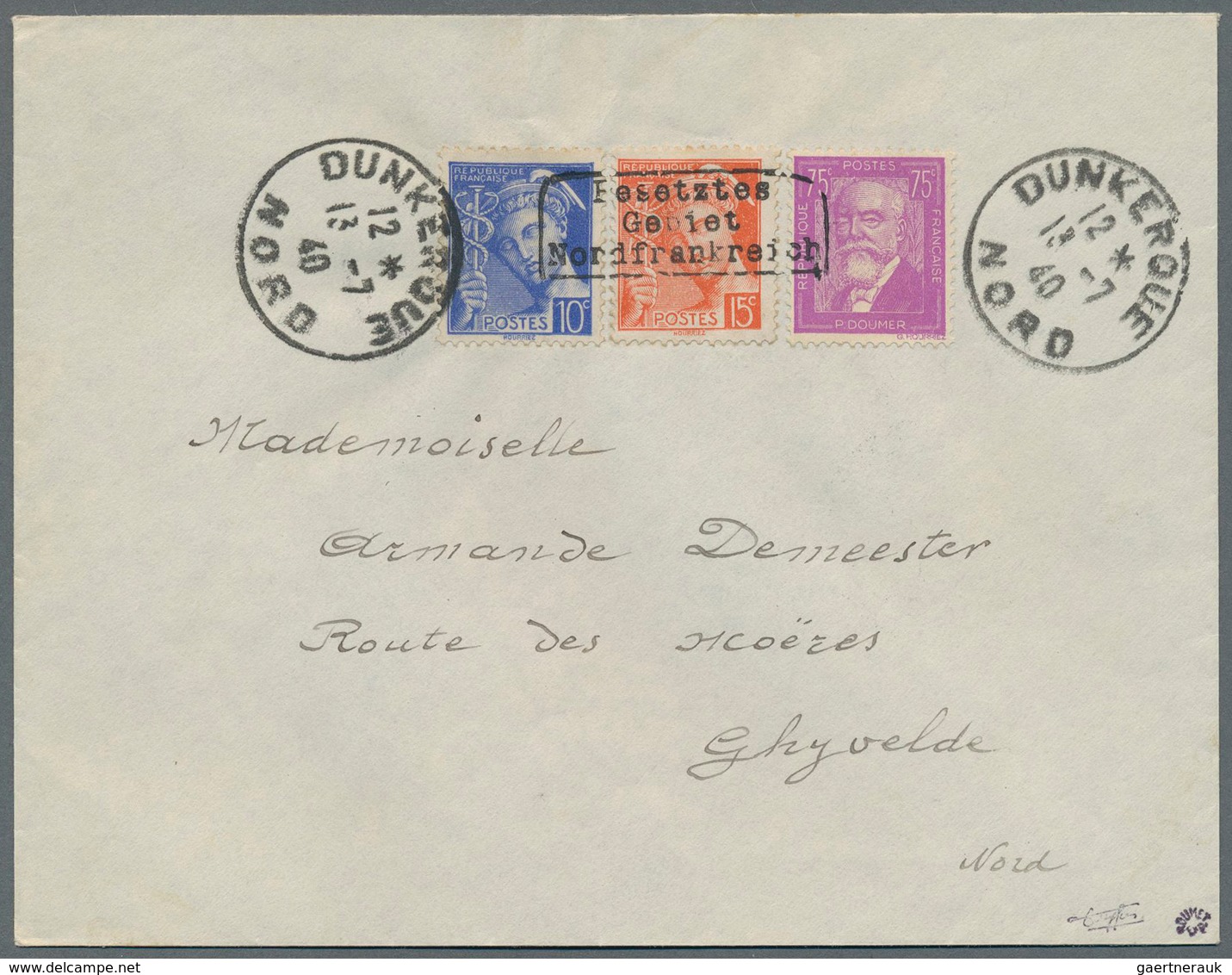 Dt. Besetzung II WK - Frankreich - Dünkirchen: 1940, 10 C Lilaultramarin Und 15 C Rotorange "Merkurk - Occupation 1938-45