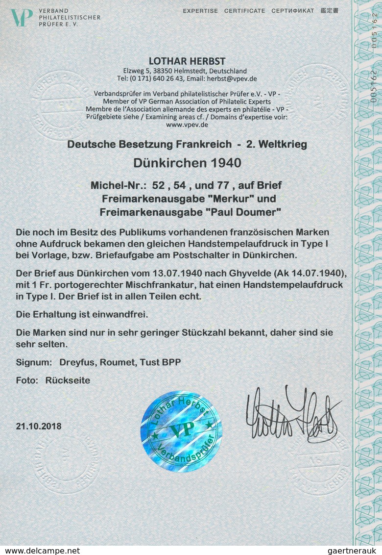 Dt. Besetzung II WK - Frankreich - Dünkirchen: 1940, 10 C Lilaultramarin Und 15 C Rotorange "Merkurk - Besetzungen 1938-45