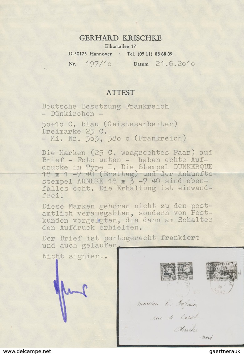 Dt. Besetzung II WK - Frankreich - Dünkirchen: 1940, 25 C Schwärzlichopalgrün "Merkurkopf", Waagerec - Besetzungen 1938-45