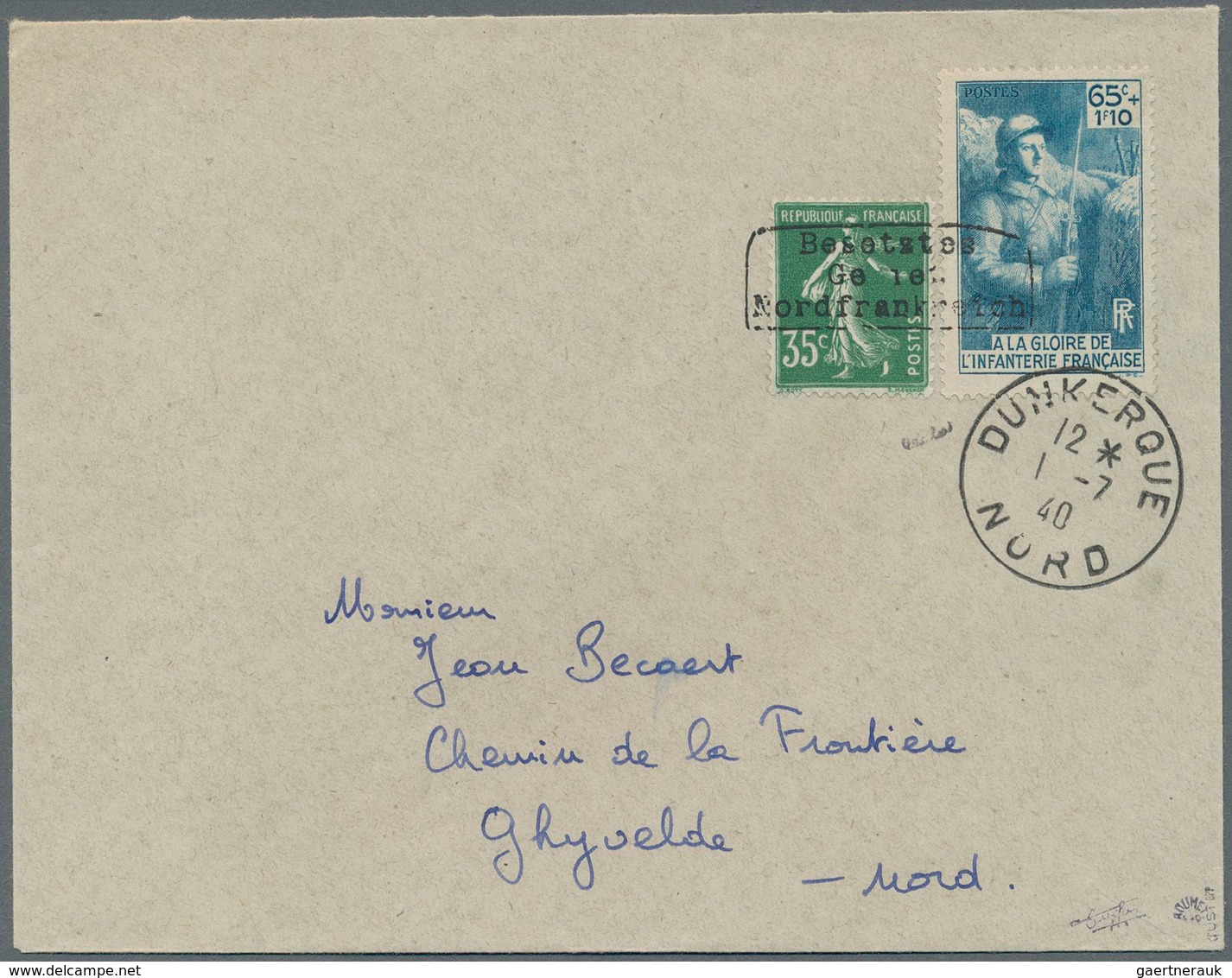 Dt. Besetzung II WK - Frankreich - Dünkirchen: 1940, 35 C Grün "Semeuse" Und 65 C + 1,10 Fr "Infante - Bezetting 1938-45