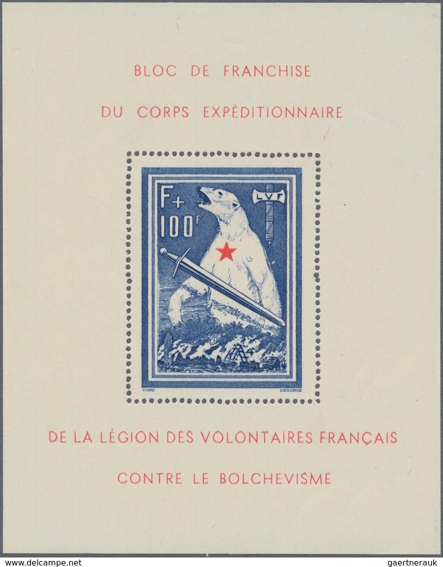 Dt. Besetzung II WK - Frankreich - Privatausgaben: Legionärsmarken: 1941, Eisbär-Block, Postfrisch, - Occupation 1938-45