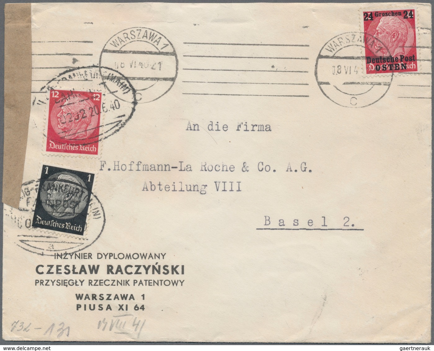Dt. Besetzung II WK - Generalgouvernement: 1940, 24 Gr Auf 12 Pf Hindenburg Auf Irrtümlich Nur Zum I - Occupation 1938-45