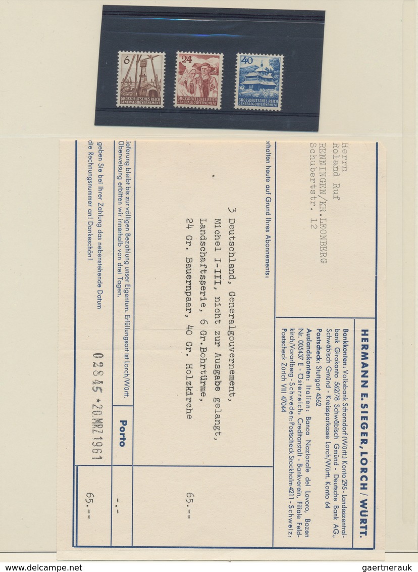 Dt. Besetzung II WK - Generalgouvernement: 1944, Mi. I-III Postfrisch: Die Nicht Zur Ausgabe Gelangt - Bezetting 1938-45