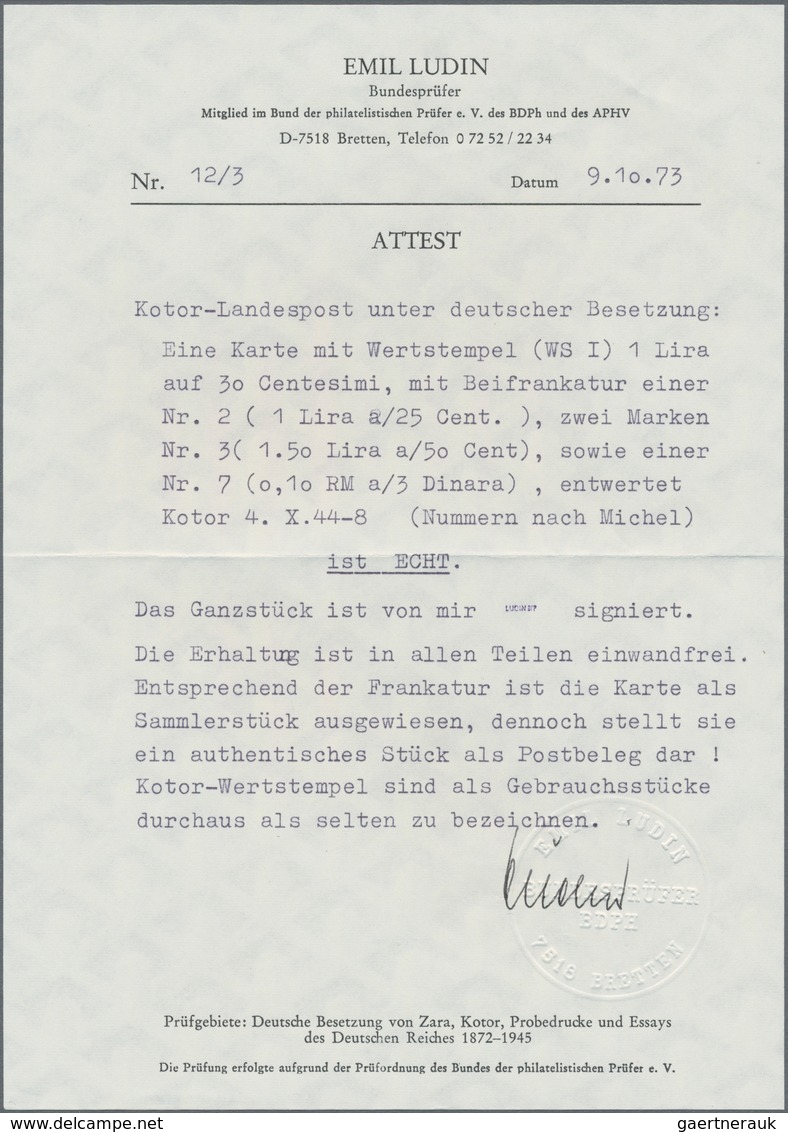 Dt. Besetzung II WK - Kotor - Ganzsachen: 1944, Gebrauchte Ganzsachenpostkarte Von Italien Wst. 30 C - Occupation 1938-45