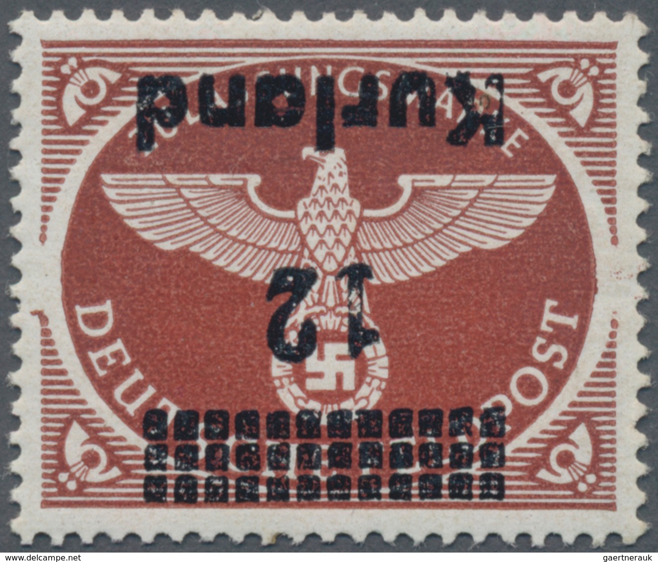 Dt. Besetzung II WK - Kurland: 1945, 12 (Pf) Bräunlichrot, Gezähnt, Waagerechte Gummiriffelung, Mit - Bezetting 1938-45