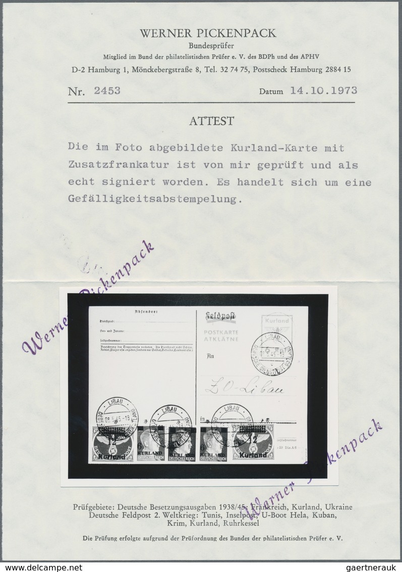 Dt. Besetzung II WK - Kurland - Ganzsachen: 1945, Gefälligkeitsgestempelte Ganzsachenpostkarte Auf F - Occupation 1938-45