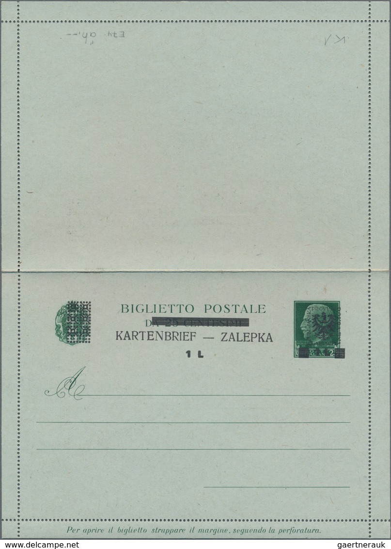 Dt. Besetzung II WK - Laibach - Ganzsachen: 1944, Ungebrauchter Kartenbrief Wst. 25 Cent Grün König - Occupation 1938-45