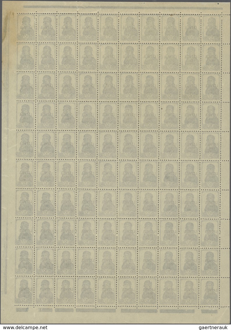 Dt. Besetzung II WK - Lettland: 1941, 10 K Dunkelpreußischblau Im Kompletten Schalterbogen, Dabei Re - Occupation 1938-45