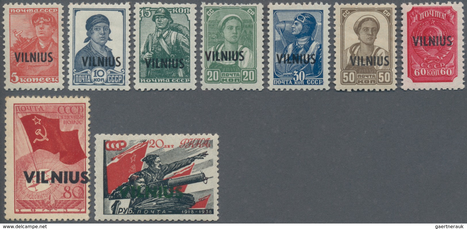 Dt. Besetzung II WK - Litauen: 1941, VILNIUS 5 Kop. Bis 1 R., Kompletter Satz Von Neun Werten, Postf - Bezetting 1938-45