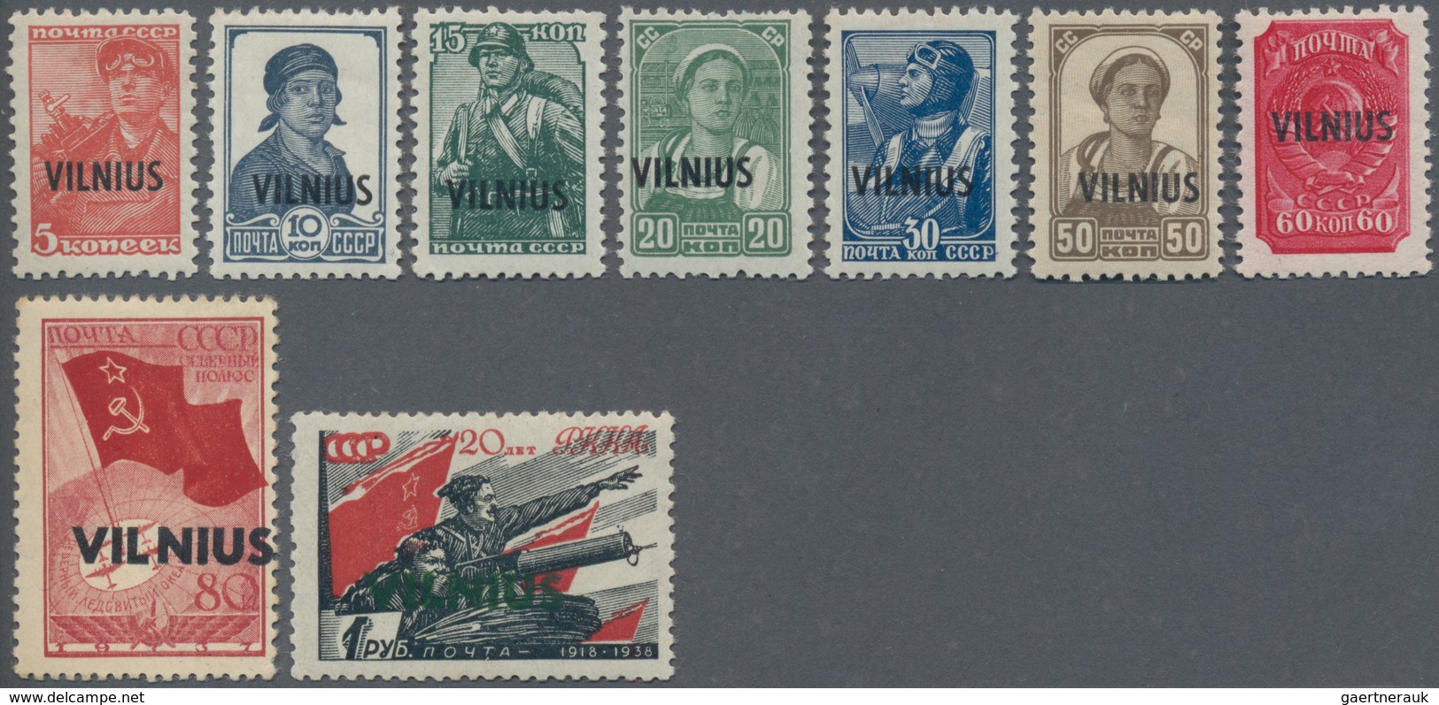 Dt. Besetzung II WK - Litauen: 1941, VILNIUS 5 Kop. Bis 1 R., Kompletter Satz Von Neun Werten, Postf - Besetzungen 1938-45