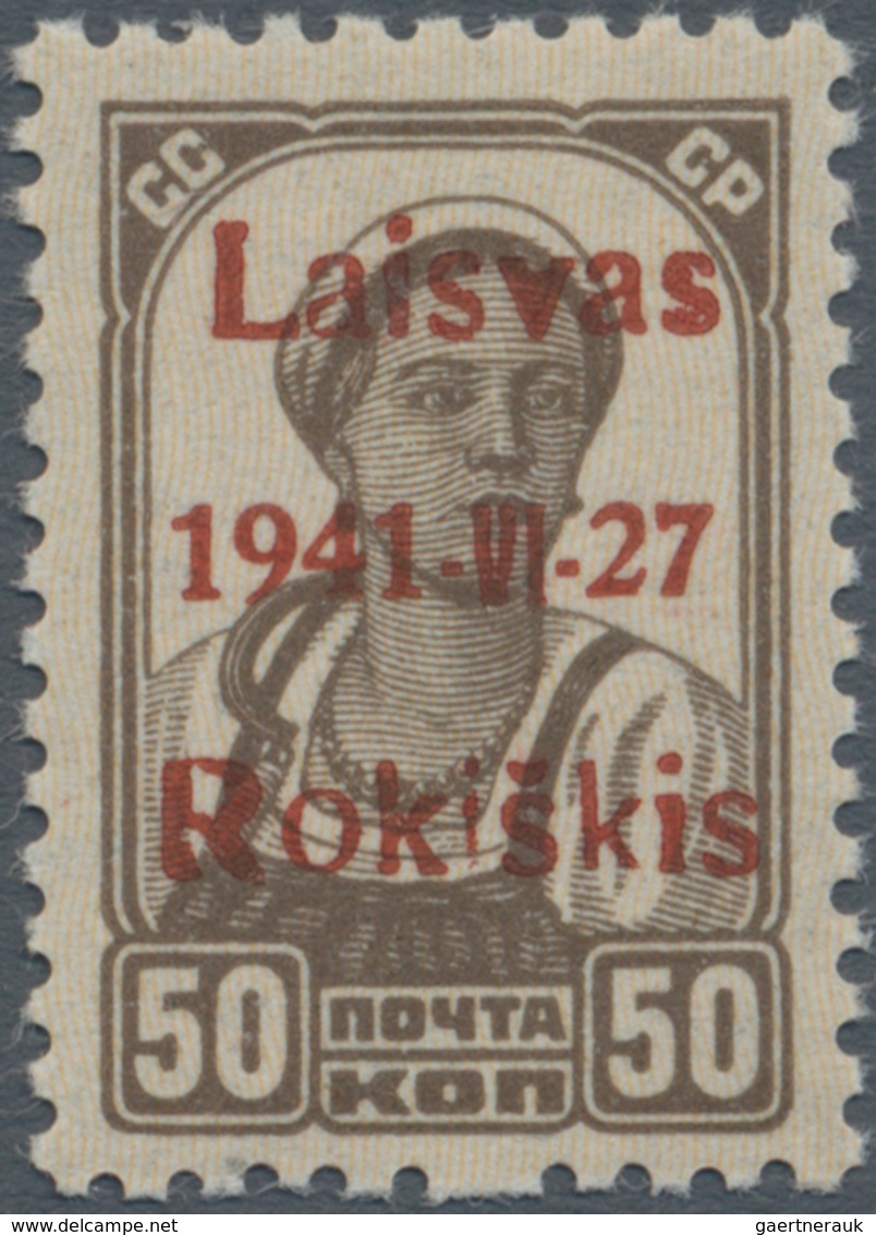 Dt. Besetzung II WK - Litauen - Rakischki (Rokiskis): 1941, 50 Kop. Mit Braunrotem Aufdruck In Type - Bezetting 1938-45