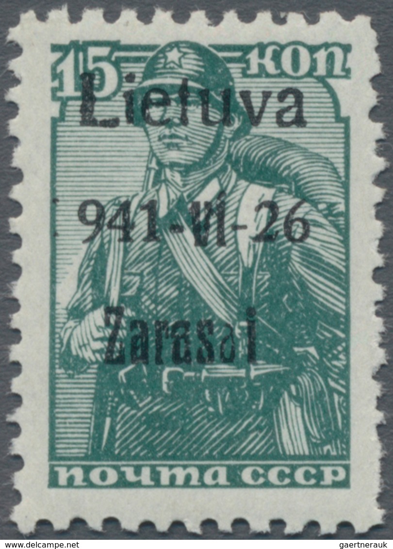 Dt. Besetzung II WK - Litauen - Zargrad (Zarasai): 1941, 15 Kopeken Mit Aufdruck In Typ II Und Abart - Besetzungen 1938-45