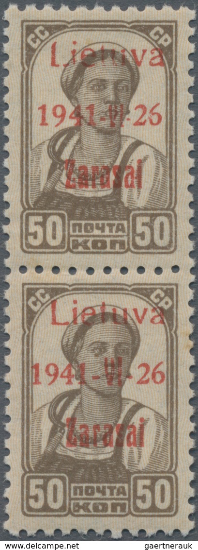 Dt. Besetzung II WK - Litauen - Zargrad (Zarasai): 1941, 50 Kopeken, Die Marken Im Senkrechten Paar - Bezetting 1938-45