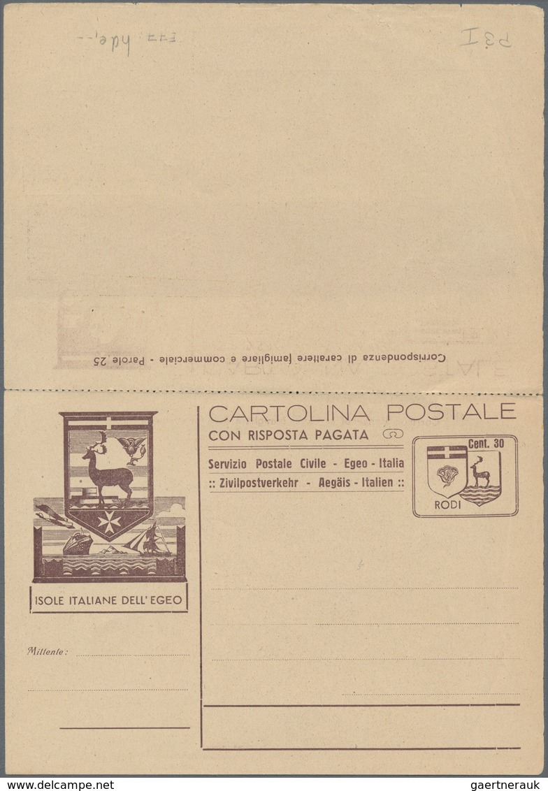 Dt. Besetzung II WK - Rhodos - Ganzsachen: 1943, Ungebrauchte Ganzsachenpostkarte Mit Bezahlter Antw - Bezetting 1938-45