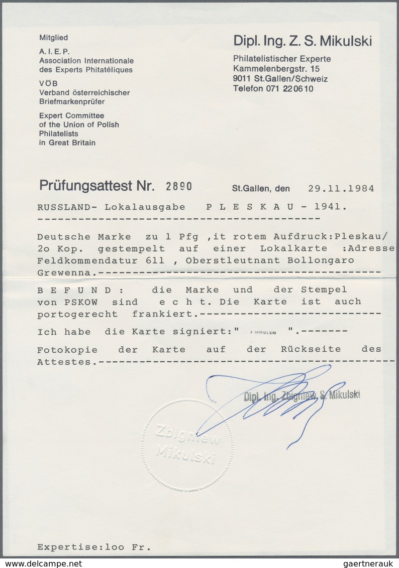 Dt. Besetzung II WK - Russland - Pleskau (Pskow): 1941, Deutsches Reich Nr. 512 Mit Rotem Aufdruck " - Bezetting 1938-45