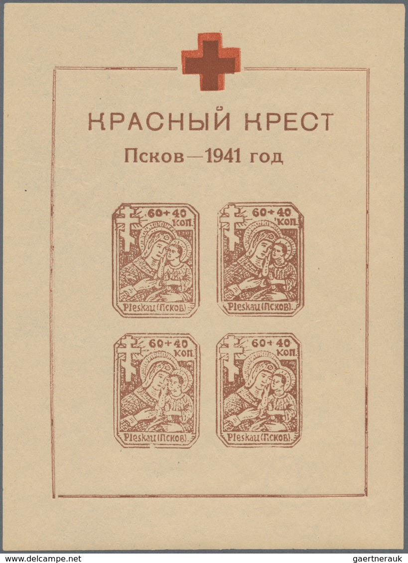 Dt. Besetzung II WK - Russland - Pleskau (Pskow): 1942, Deutsches Rotes Kreuz, Probedruck Zu Block 3 - Bezetting 1938-45