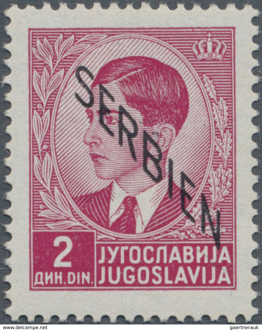 Dt. Besetzung II WK - Serbien: 1941, 2 Dinar Mit Aufdruck Von Links Oben Nach Rechts Unten Und Postf - Bezetting 1938-45