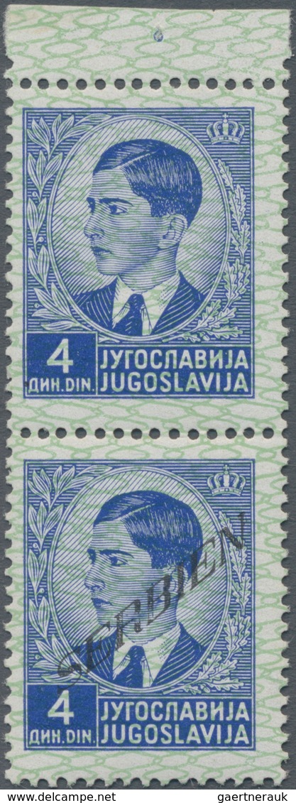 Dt. Besetzung II WK - Serbien: 1941, 4 Dinar, Im Senkrechten Paar, Postfrisch, Die Obere Marken Ohne - Besetzungen 1938-45