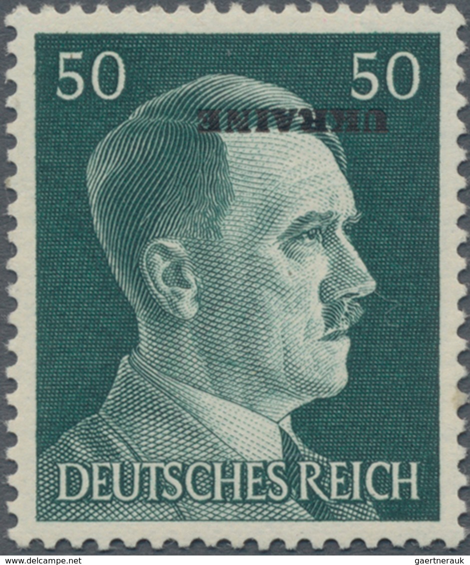 Dt. Besetzung II WK - Ukraine: 1941. Hitler 50 Pf Mit Kopfstehendem Aufdruck. Postfrisch. Signiert R - Besetzungen 1938-45