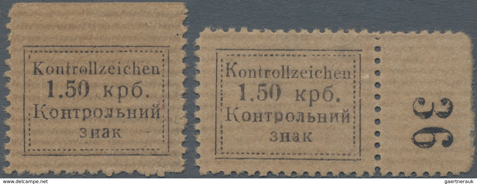 Dt. Besetzung II WK - Ukraine - Sarny: 1941. Kontrollzeichen 1.50 Krb, Einmal In Type I (gepr. Krisc - Occupation 1938-45