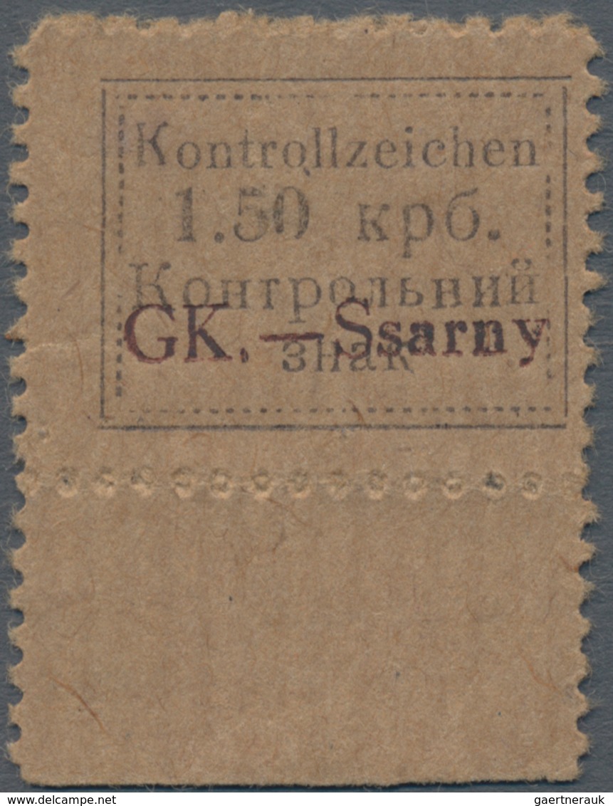 Dt. Besetzung II WK - Ukraine - Sarny: 1941. Kontrollzeichen 1.50 Krb "GK.-Ssarny" In Type II, Unter - Besetzungen 1938-45