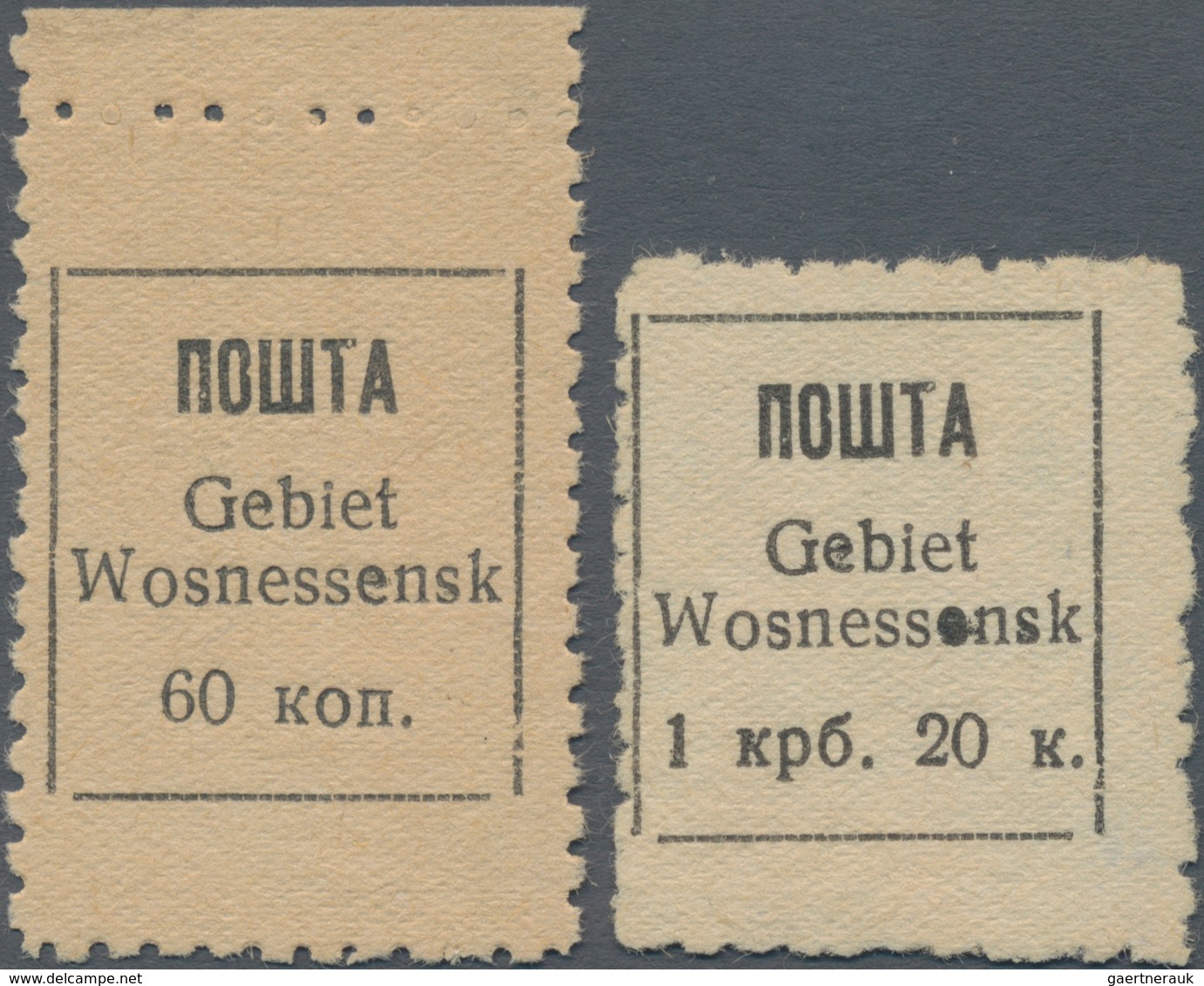 Dt. Besetzung II WK - Ukraine - Wosnessensk: 1942. Freimarken 60 K Und 1.20 Krb, Je Mit Variante "ge - Besetzungen 1938-45