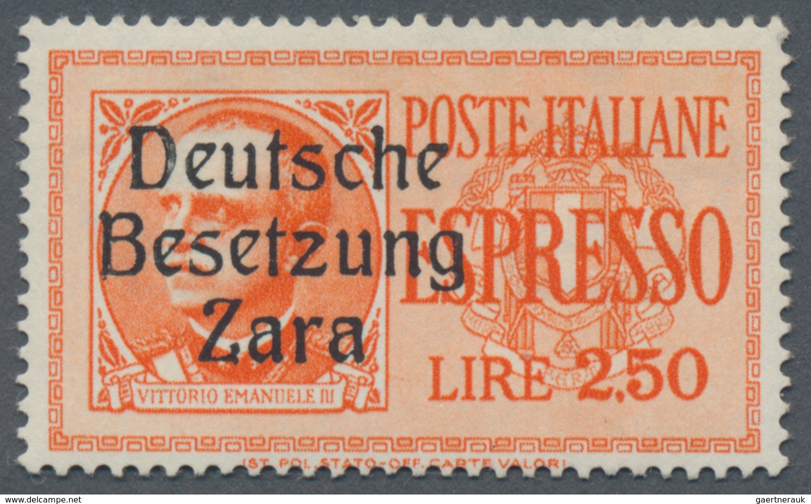 Dt. Besetzung II WK - Zara: 1943, 2.50 Lire Rotorange Eilmarke, Aufdruck In Type II, Postfrisch, Uns - Occupation 1938-45