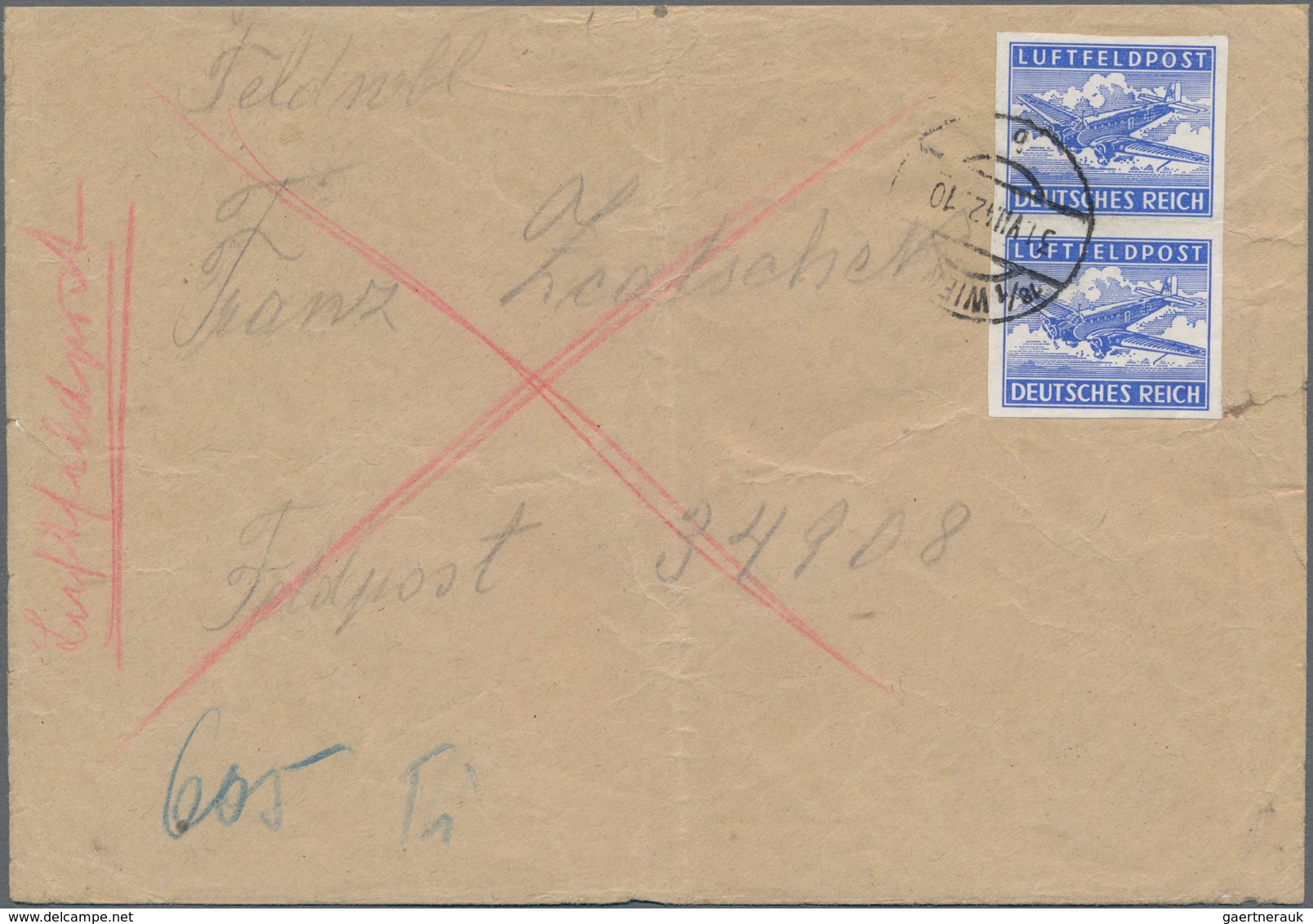 Feldpostmarken: 1942: Zulassungsmarke, Violettultramin, Glatte Gummierung, Ungezähnt, Senkrechtes Pa - Andere & Zonder Classificatie