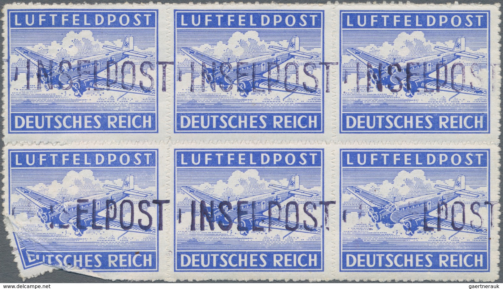 Feldpostmarken: 1945, Waagerechter Sechserblock Der Inselpost-Zulassungsmarke Für Die Insel Leros (A - Other & Unclassified
