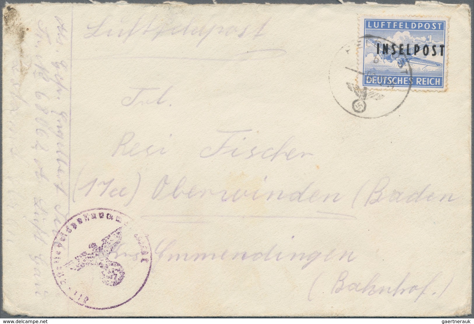 Feldpostmarken: 1944, Insel Rhodos, INSELPOST-Zulassungsmarke, Gezähnt, Mit Waagerechtem Magerem Lok - Sonstige & Ohne Zuordnung