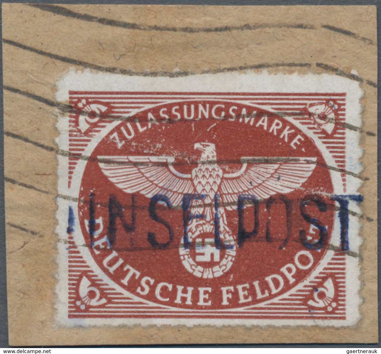 Feldpostmarken: 1945: Leros, Lokaler Rollen-Handstempelaufdruck In Schwarzviolett, Auf Feldpost-Päck - Andere & Zonder Classificatie