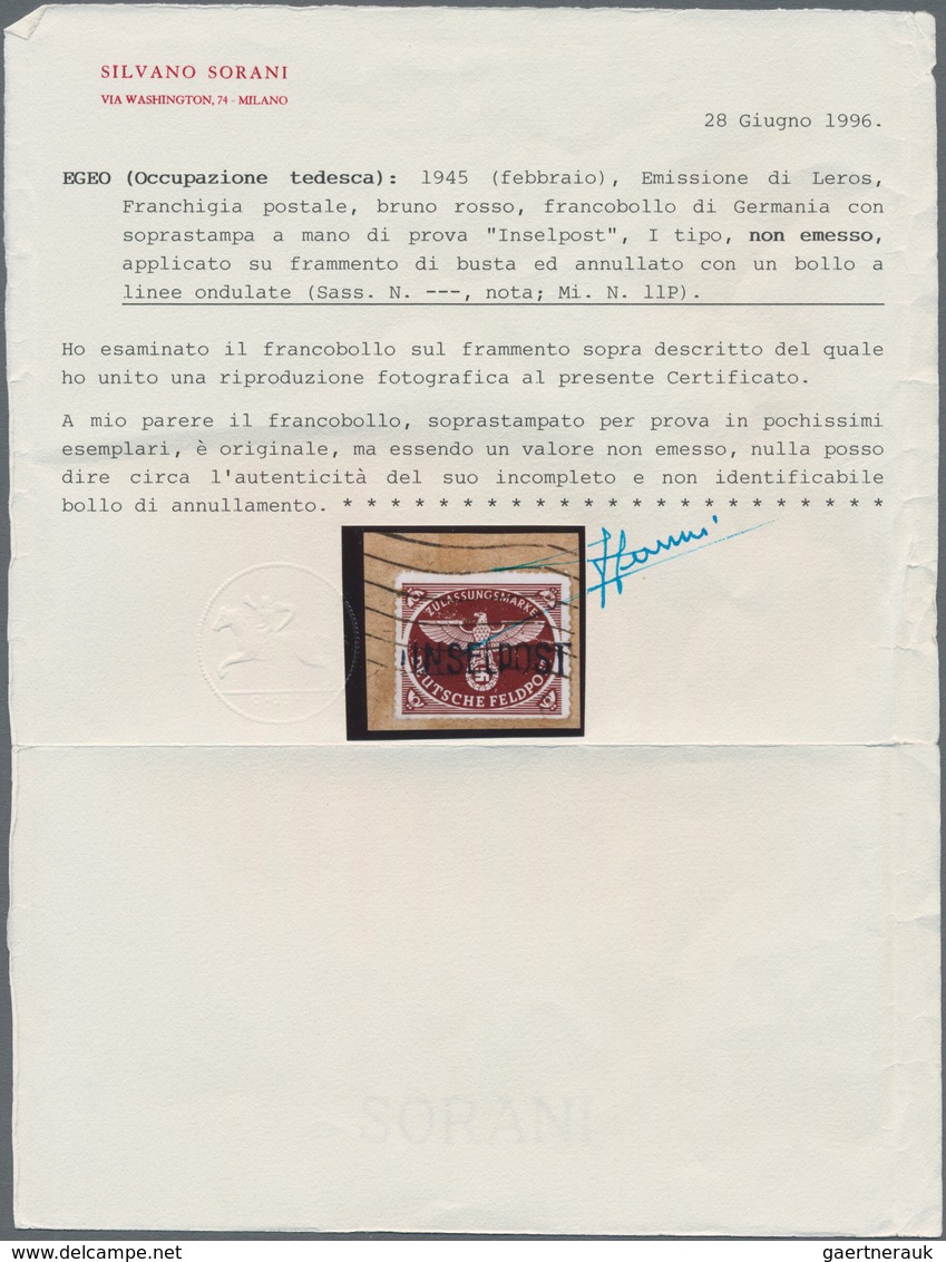 Feldpostmarken: 1945: Leros, Lokaler Rollen-Handstempelaufdruck In Schwarzviolett, Auf Feldpost-Päck - Andere & Zonder Classificatie