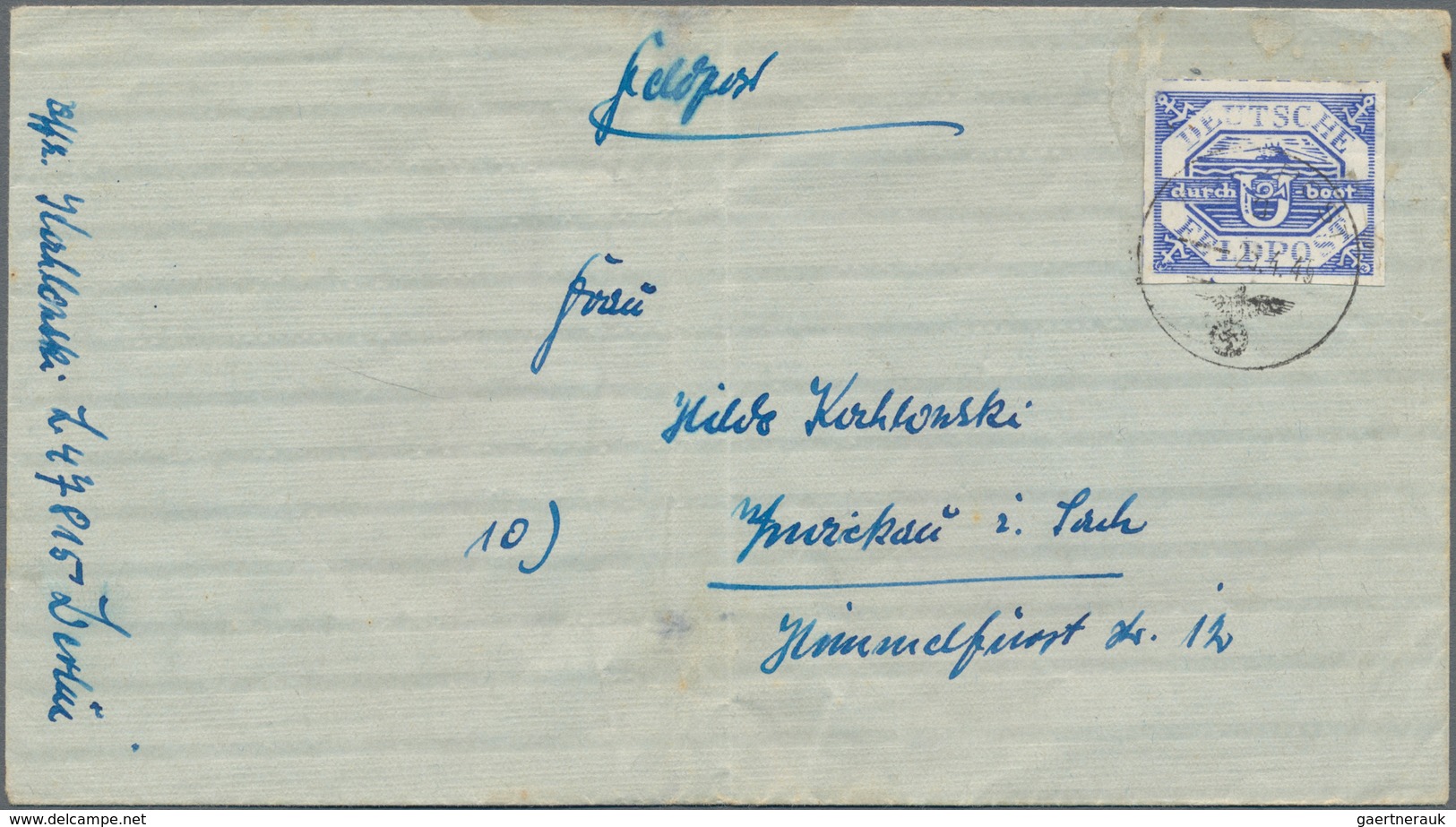 Feldpostmarken: 1945 (23.4.), Hela-Feldpost-Zulassungsmarke (mit Klebstoff Auf Brief Aufgeklebt) Auf - Andere & Zonder Classificatie