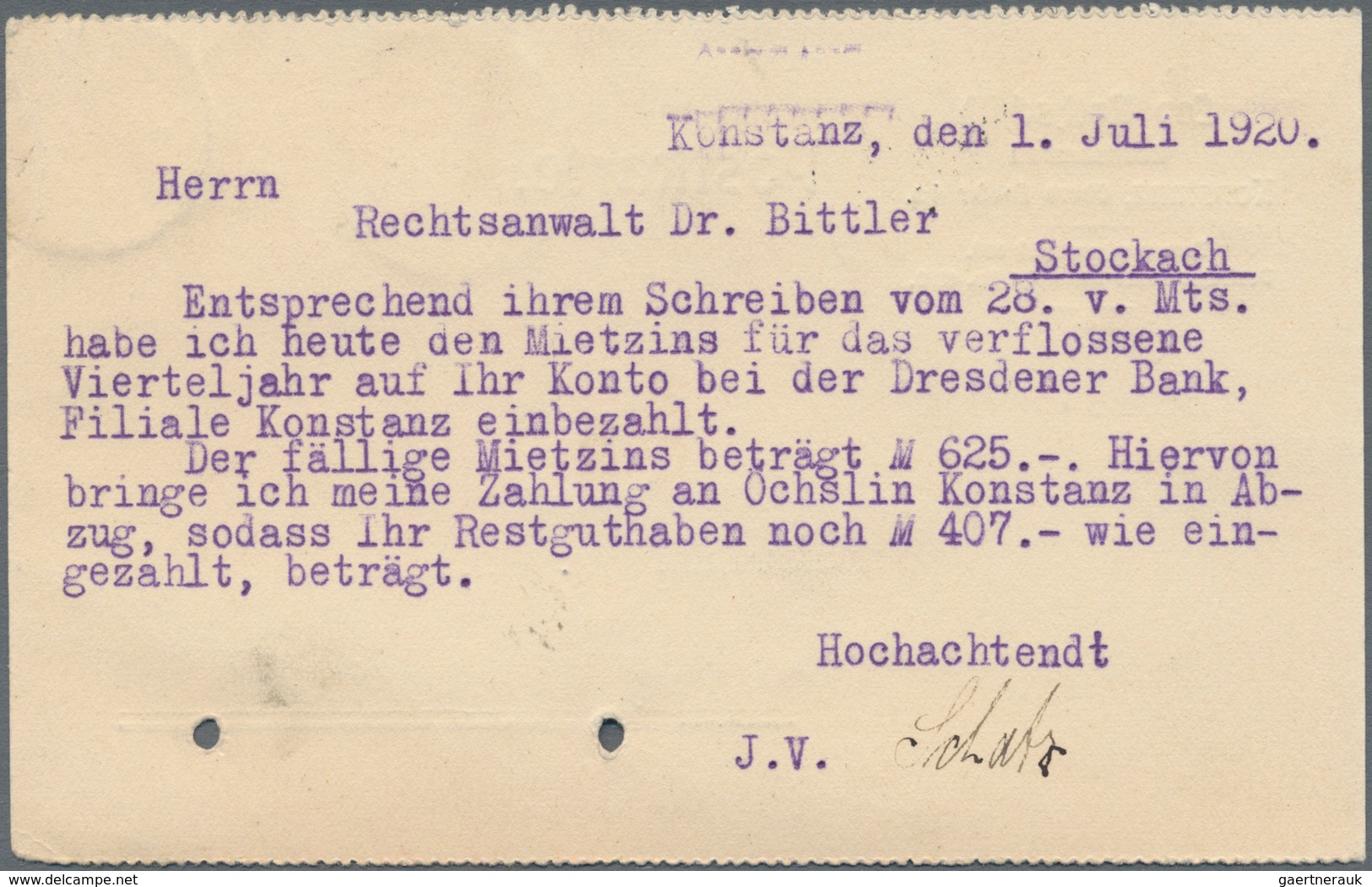 Kriegs- Und Propagandafälschungen: 1918, Britische Kriegspostfälschung, Germania 15 Pfg. Grauviolett - Other & Unclassified